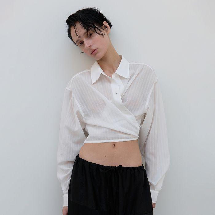 Tie Detailed Wrap Shirt (white)