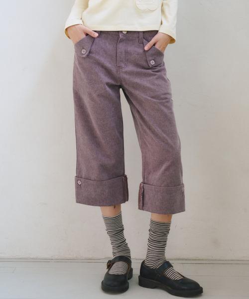 Fold Pocket Capri Pants, Purple