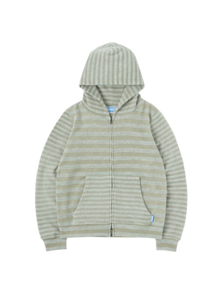 Striped Knit Zip Hoodie - Sage