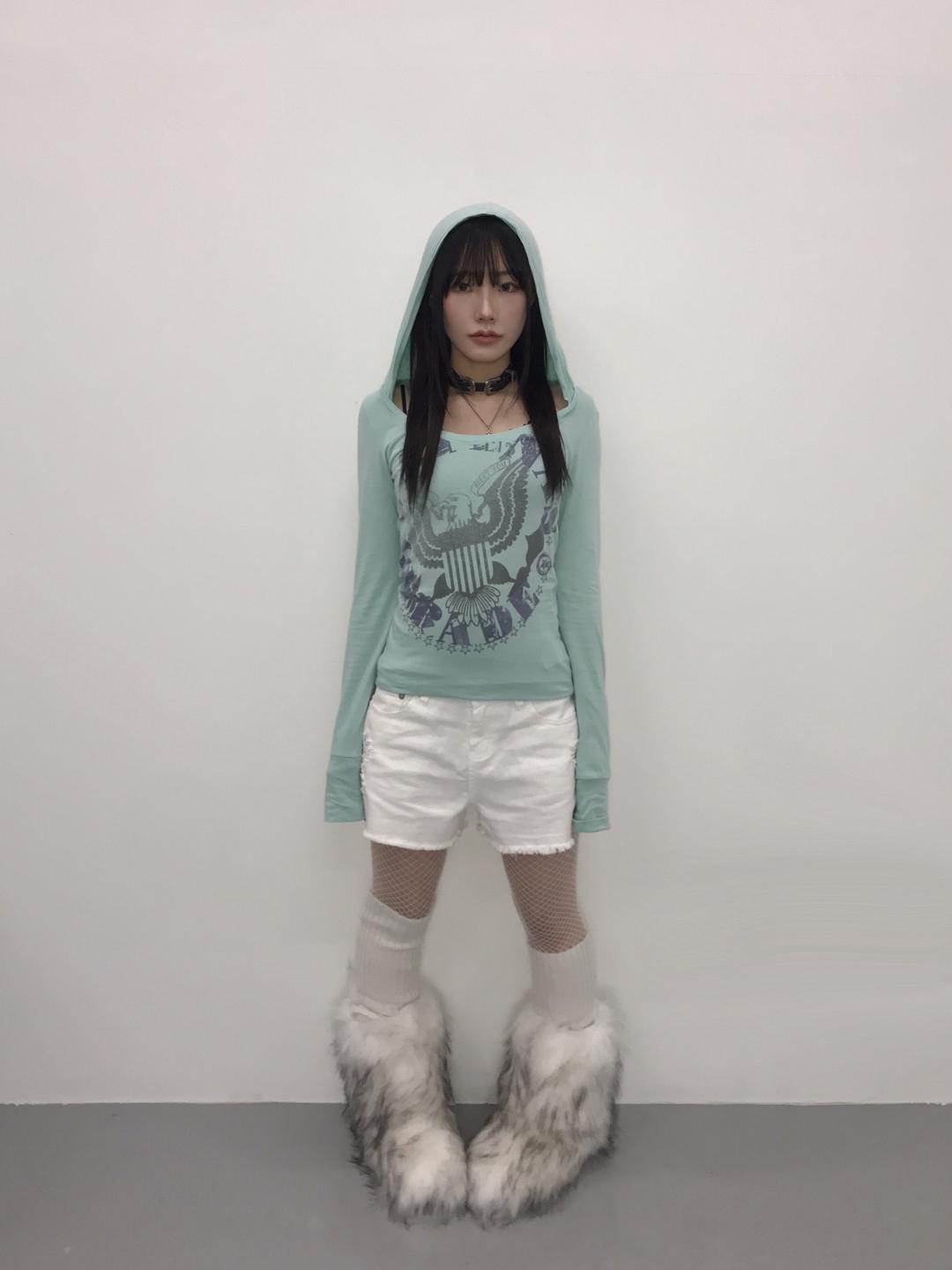 'Maison Gilfy' Eagle Graphic Mint Hoodie