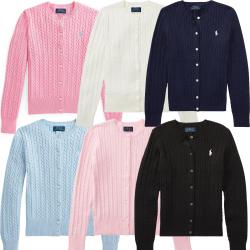 폴로 랄프로렌 걸즈 가디건 미니 케이블 코튼 여성 가디건 블랙, 네이비 14세 이상 성인