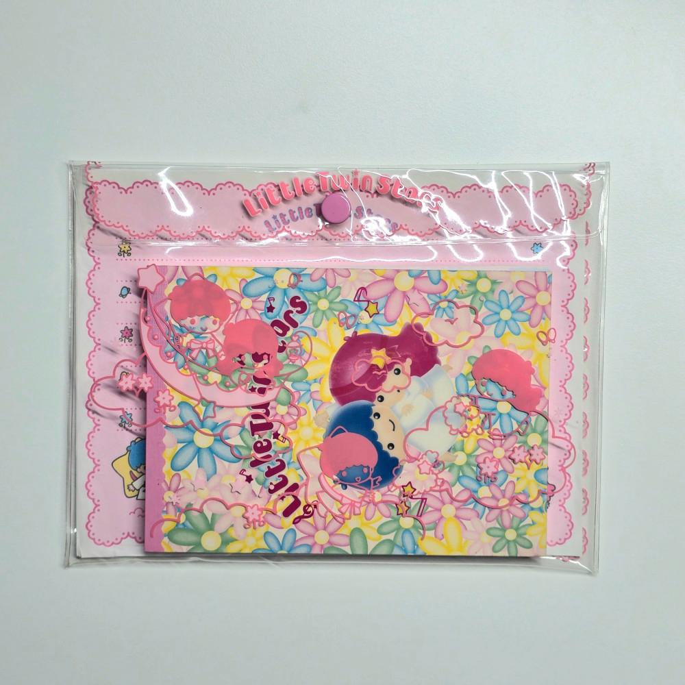 [중고] [빈티지 새상품] 고전 산리오 90년대 리틀트윈스타 키키라라 편지지 메모장 pvc 팩
