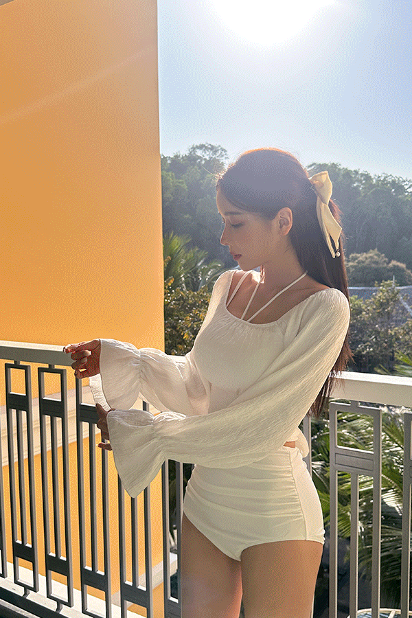 링클 리본 커버 탱키니 (3PCS)