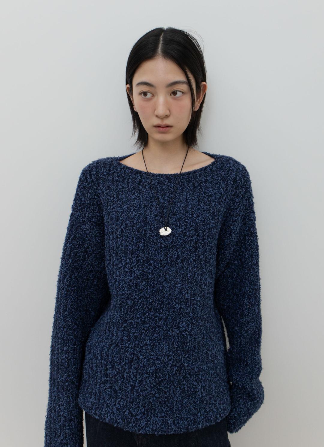 25FW BOATNECK LOOSE FIT KNIT / NAVY