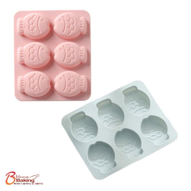 차칸쿡 실리콘몰드 미니붕어빵6구 랜덤1개 초콜릿틀 젤리 얼음트레이 베이킹팬 빵 만들기