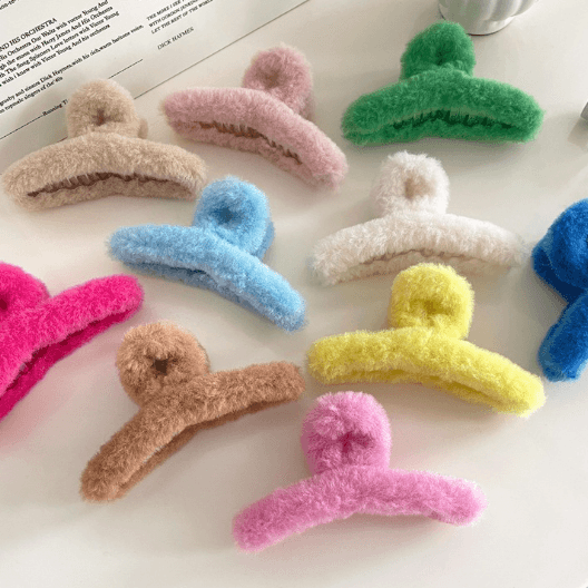 [1+1할인/당일발송!] 보송 밍크 앙고라 퍼 비비드 집게핀 헤어핀