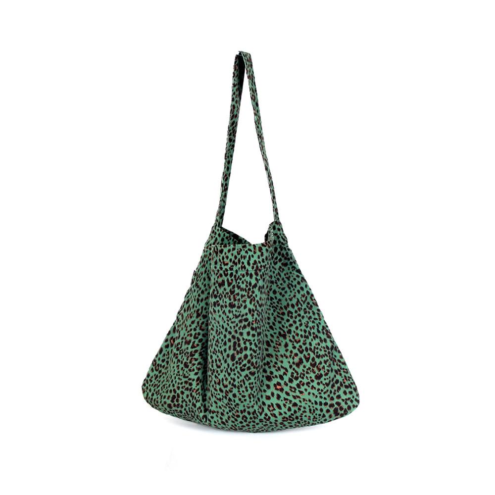 [당일출고] 레오파드 코듀로이 에코백 숄더 호피 보부상 가방 Green