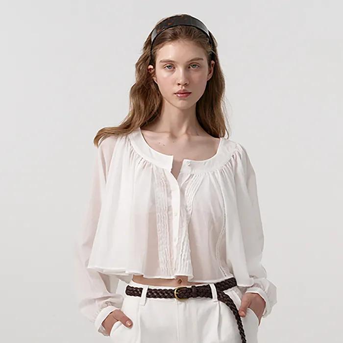 Nella Round Neck Sheer Blouse