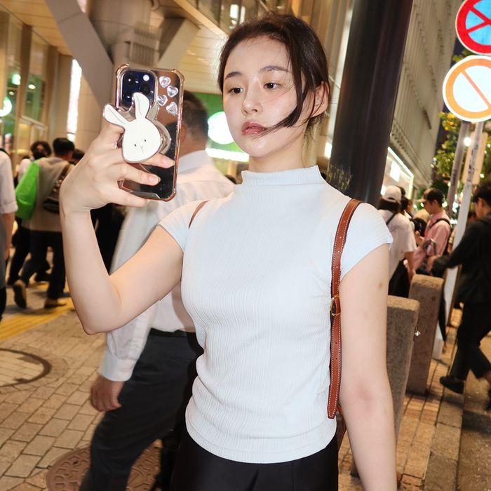 (6차_5/15예약배송)half neck pleats reglan t-shirt_sky-blue