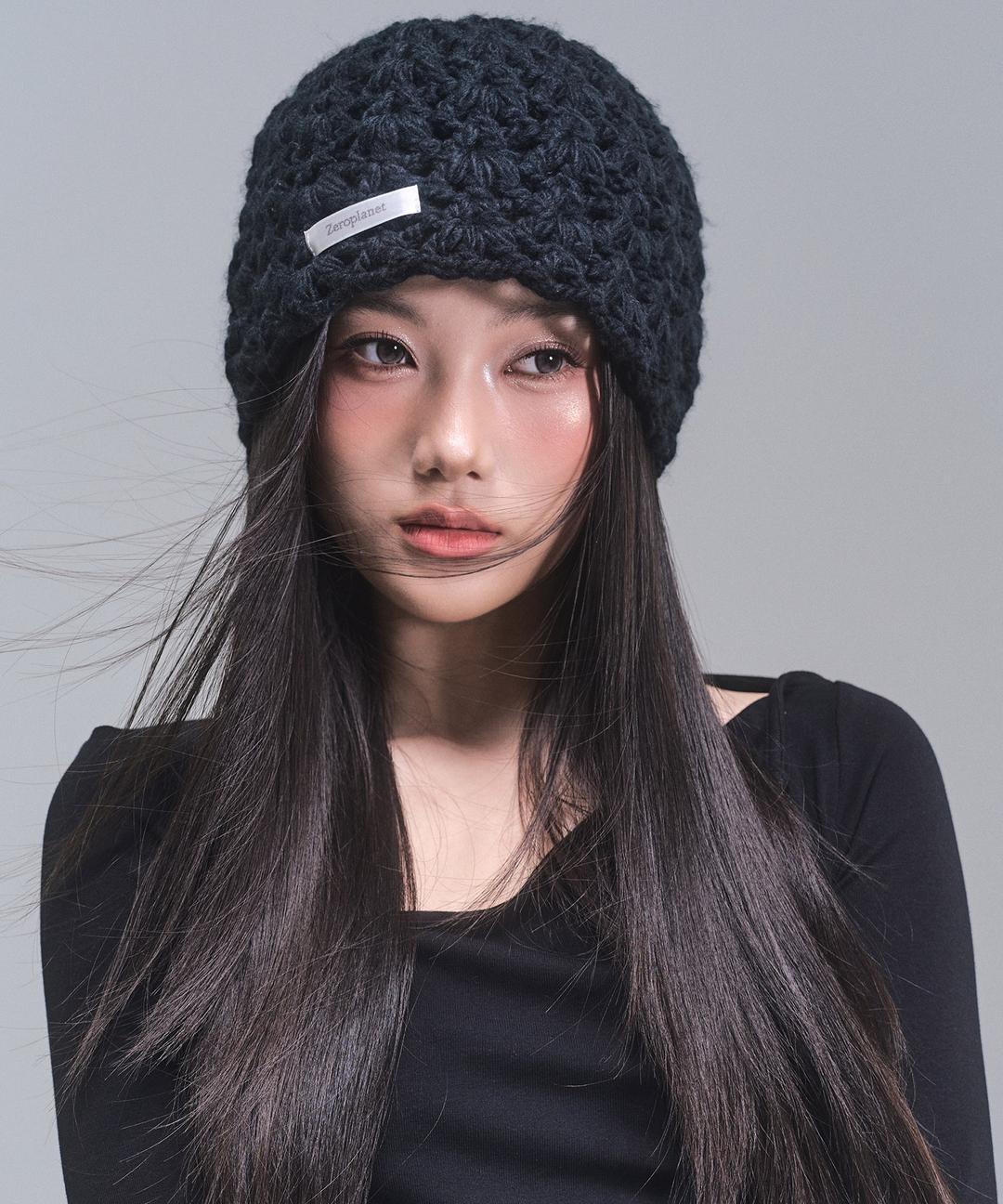 린지 니트 비니 [BLACK]