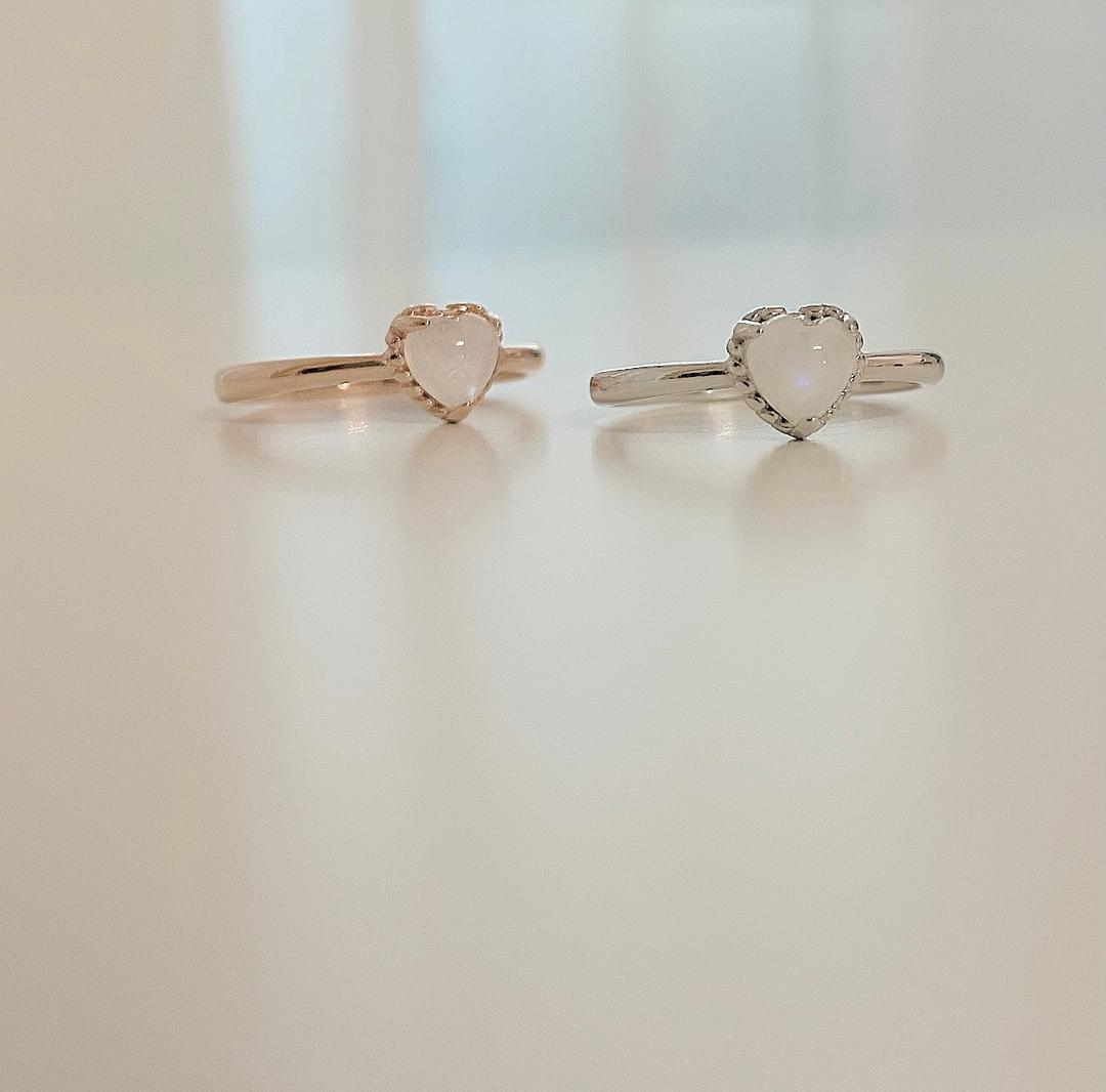 [실버 925] 문스톤 하트링