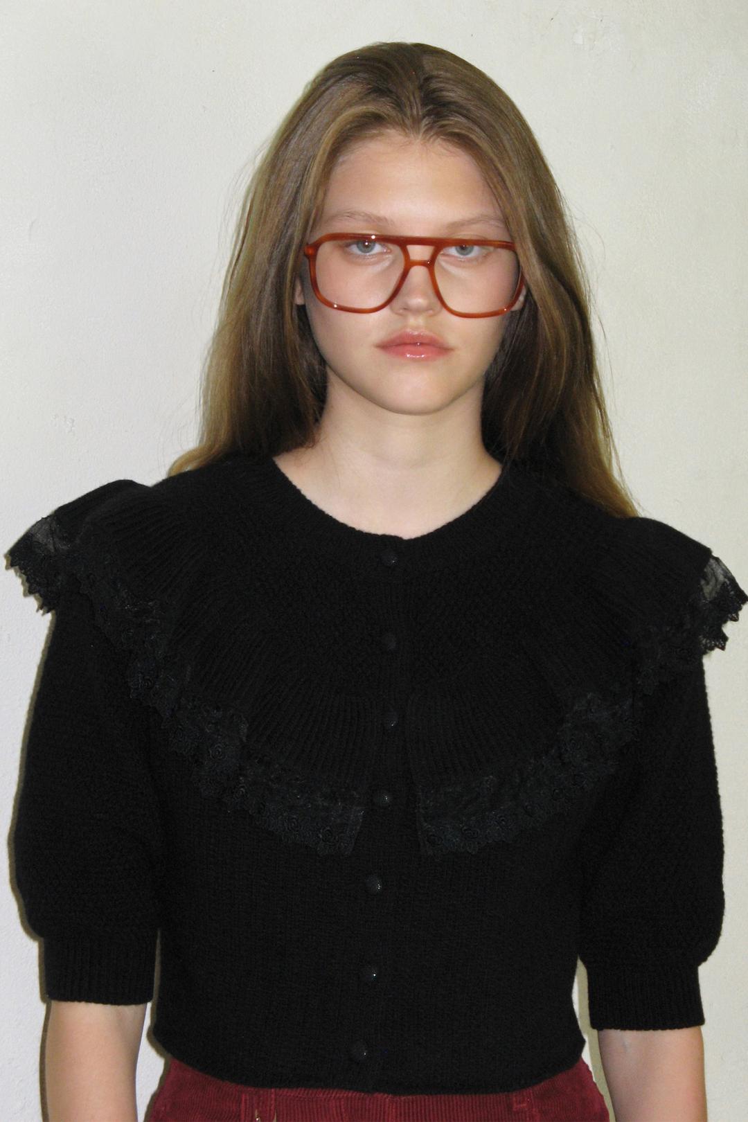 RUFFLE PUFF CARDIGAN (BLACK)