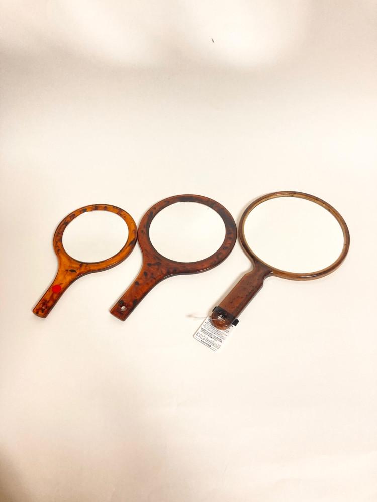 일제 일본 호피 원형 손잡이 치과 화장 네일샵 미용실 손거울