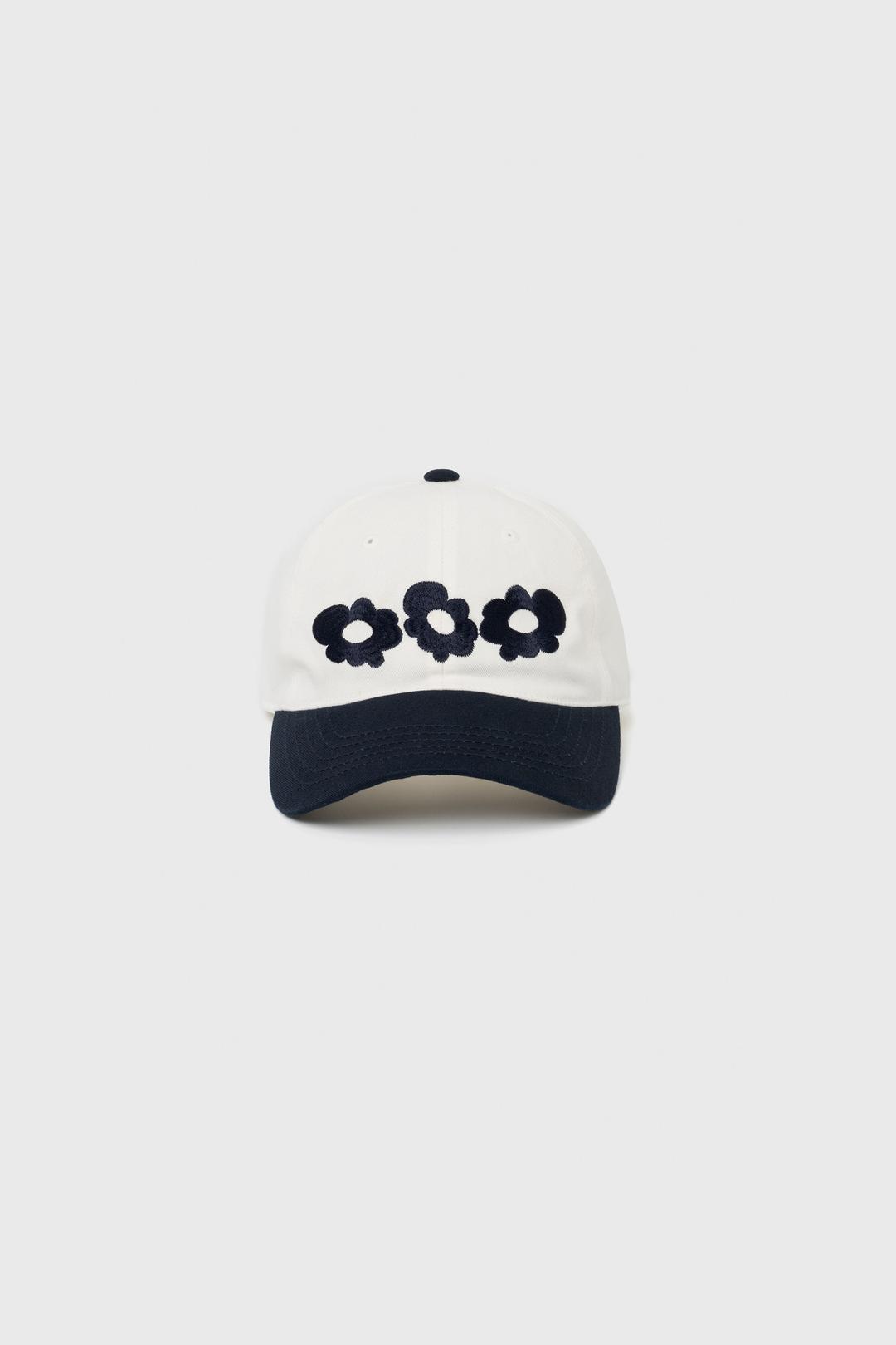 FLOWER COTTON BALL CAP (IVORY)