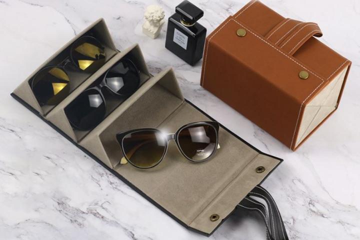 폴딩 가죽 안경케이스 4구 안경집 선글라스 파우치 보관 수납함