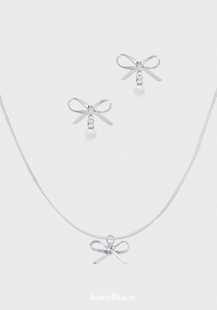 [03.30open] 카멜카쿠 브링띠 실버 리본 진주 귀걸이 무니켈 목걸이 925 쥬얼리 : 카멜카쿠