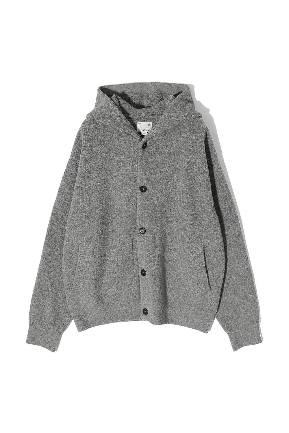 Acorn Boucle Hood Knit Cardigan Multi Gray
