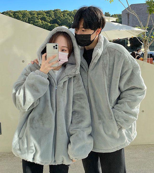 [부분 당일발송!!] 밍크 누빔 오버핏 후드집업 후리스 투웨이집업 겨울 아우터 점퍼 뽀글이자켓 퍼자켓 밍크자켓 양털후리스 양털후드집업 빅사이즈 털자켓 털옷 커플룩 시밀러룩