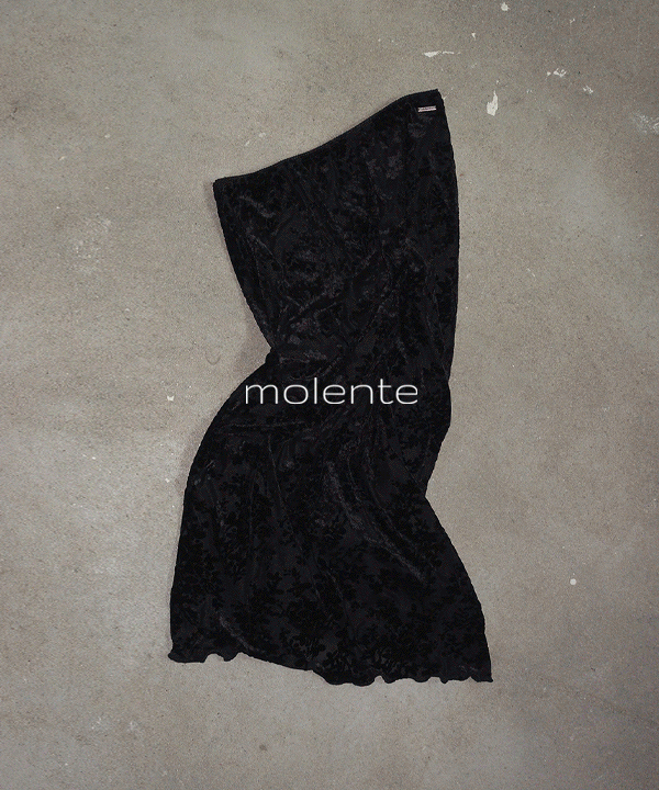 모렌트 [mlt] 레스토 시스루 벨벳  레이스밴딩 롱 스커트