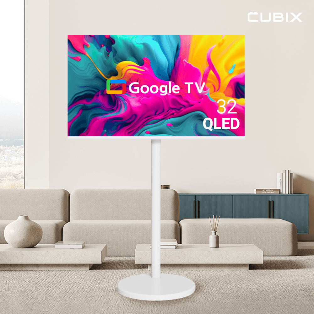 큐빅스 무빙큐빅스 화이트에디션 32인치 FHD QLED 삼탠바이미 X2시리즈 셋트 이동식 스마트TV 삼텐바이미 중소바이미