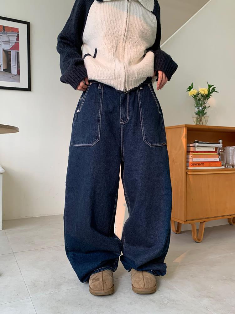 (1 color) 메리 포켓 포인트진 Merry Pocket Point Jeans