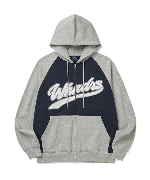 BASEBALL SCRIPT ZIPUP HOODIE (NAVY)