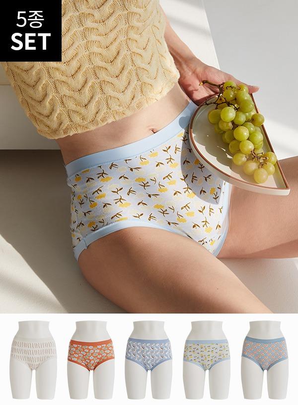 '숲 속의 산책\' 나염 인견 팬티 5종 세트 LWWFW242-MT