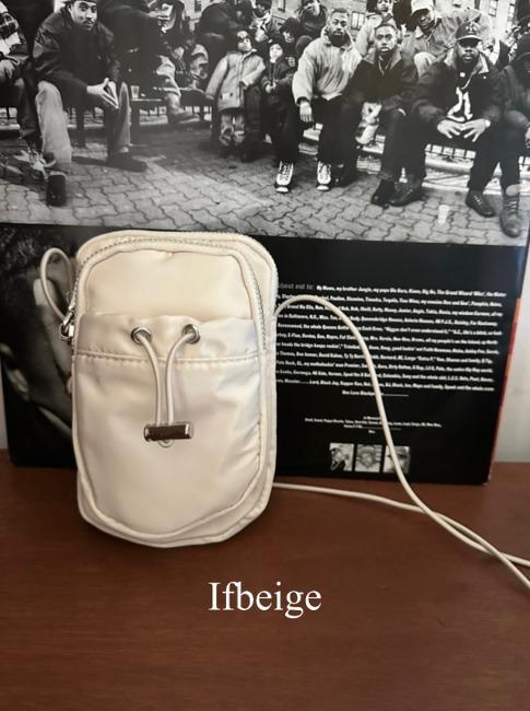 #IFBEIGE. (당일-블랙) 투포켓 스트링 나일론미니복조리 크로스백 남녀공용가방 명품핸드폰가방 커플템 2 color