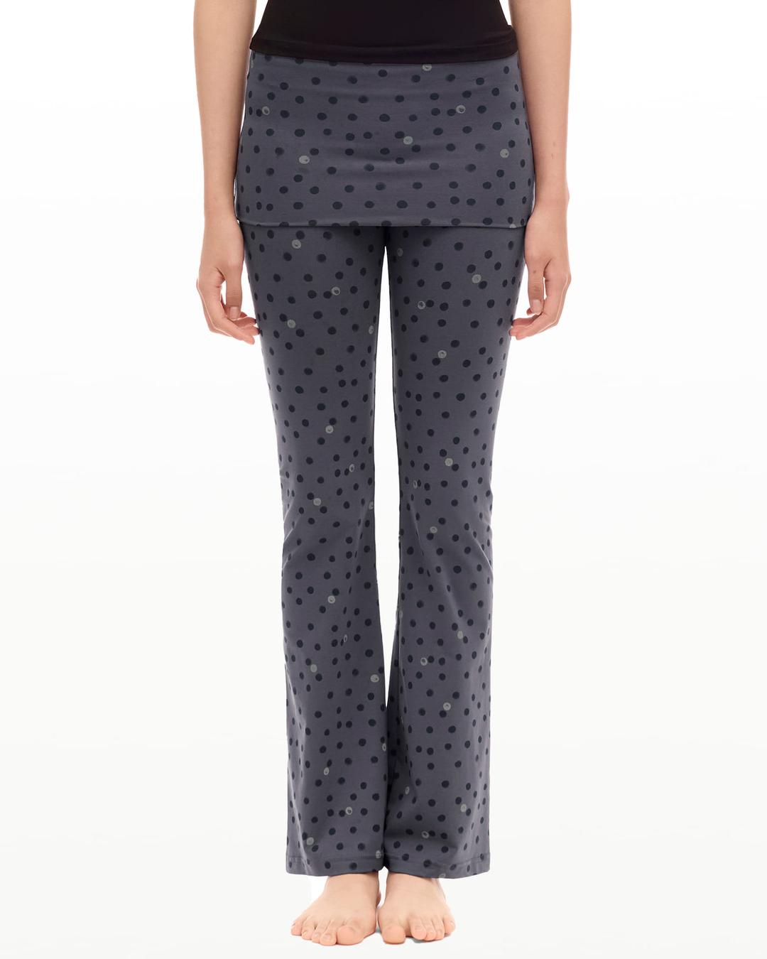 signature flare-fit stretch pants in dot print