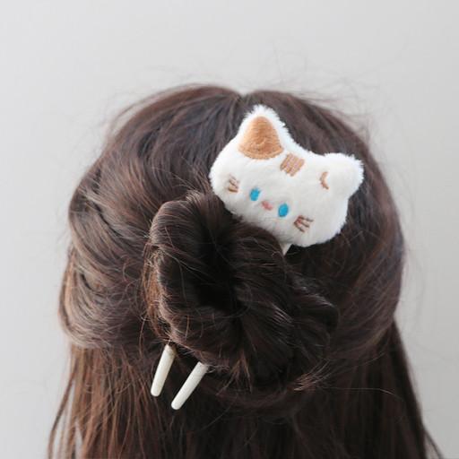 병아리 곰 고양이 토끼 개구리 인형 파스텔 무광 비녀