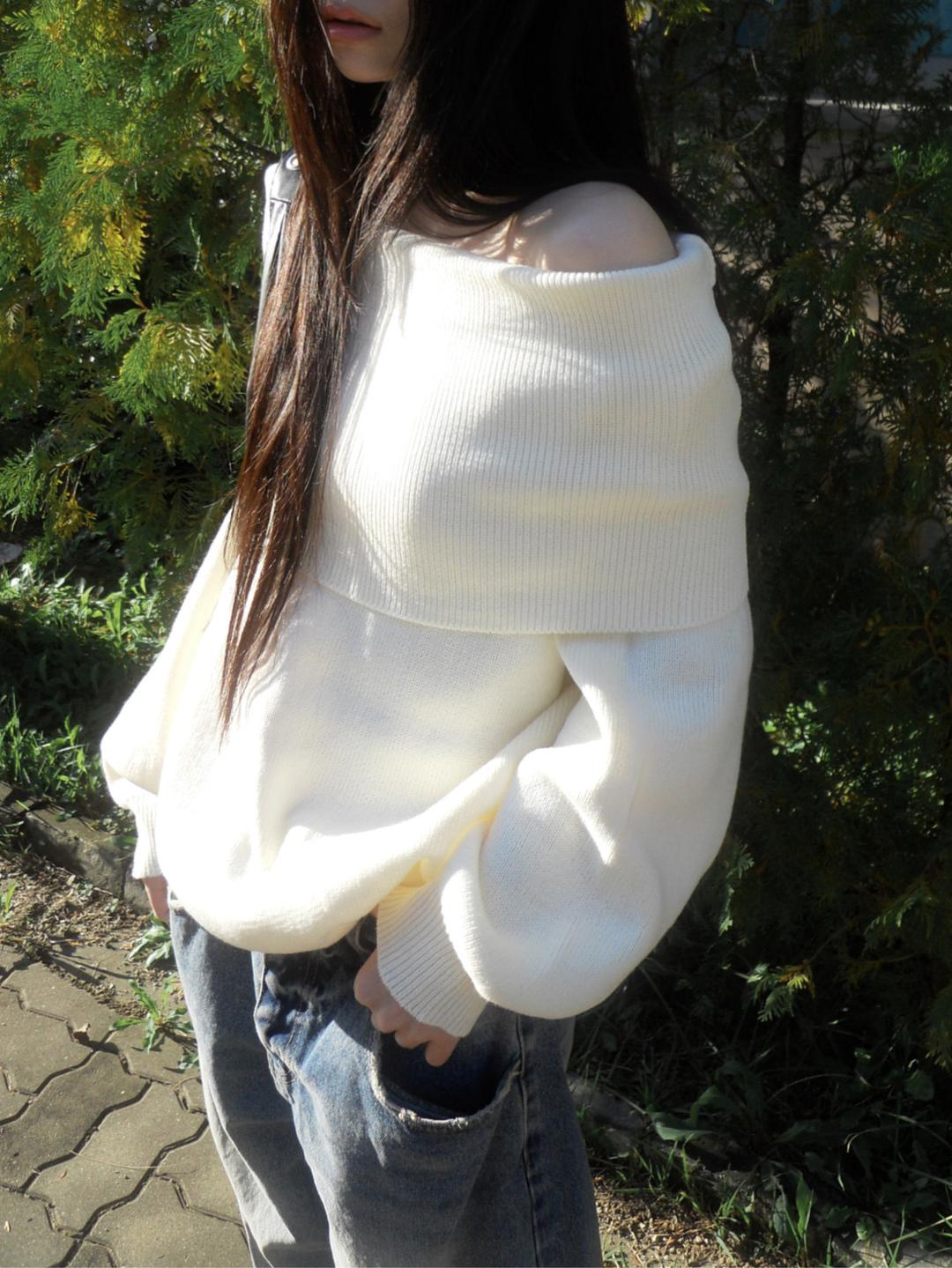 cream off-shoulder knit