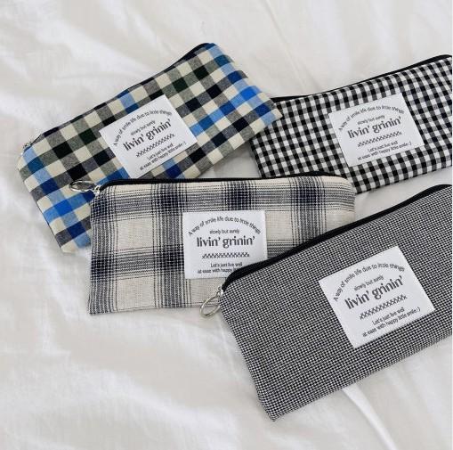 ​​​​​​[리빈그리닌] 심플 체크 펜슬 파우치 4종