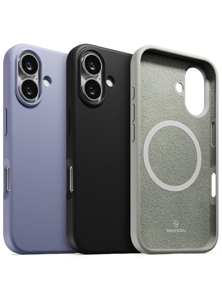 신지모루 ✨[먼지방지/당일🚛] 맥세이프 실리콘하드케이스 먼지방지코팅 아이폰케이스 2배자력 단색케이스 소프트그립 💜블랙 그레이 라벤더 연보라💜 극세사 카메라보호 카툭튀방지📷 아이폰 17 16 15 14 13 12 미니 프로 맥스