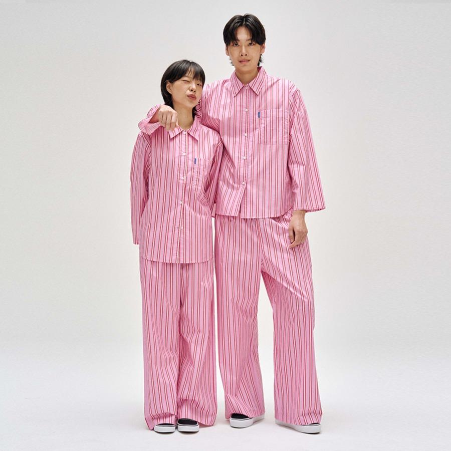 PK104 클래식 홈웨어 파자마 셋업_플럼 핑크 스트라이프 2SIZES (선물패키지포함)