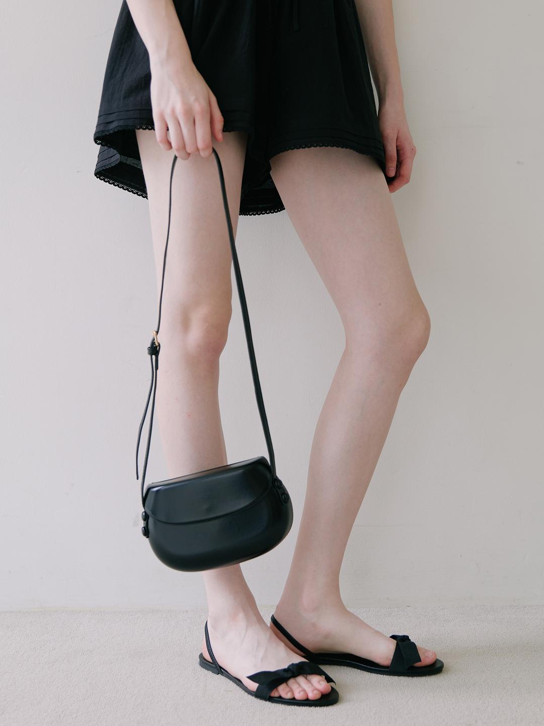 Glossy Flap Mini Bag - Black