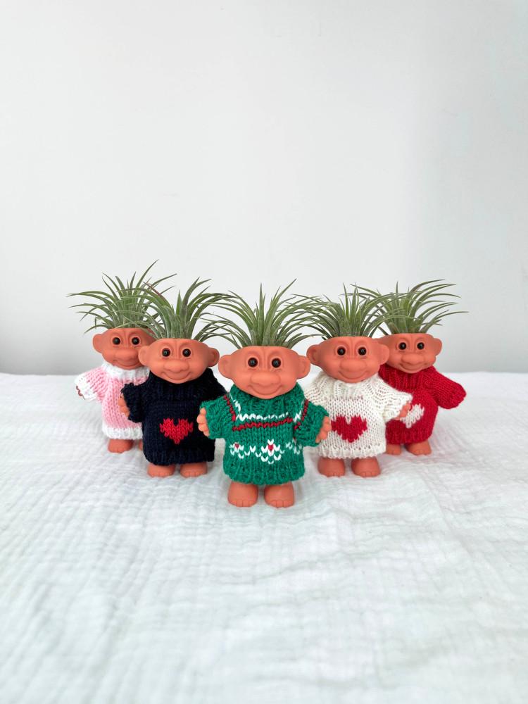 트롤 화분 니트옷 (사무실 미니 화분, 트롤식물, 공기정화)