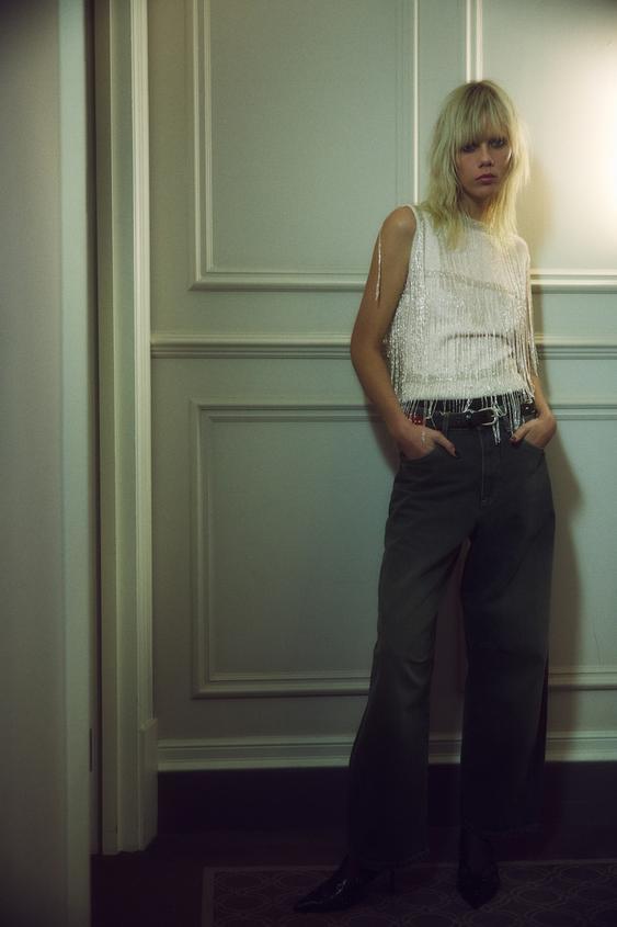 JEANS TRF 배기 벌룬 미드라이즈
