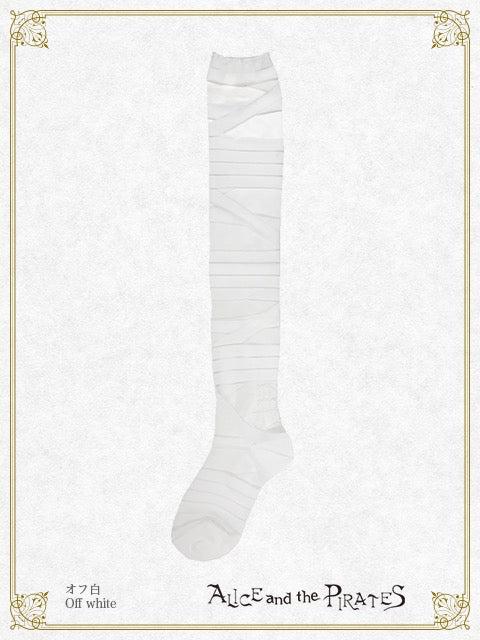 Rolled bandage see-through over-the-knee socks - Off white White