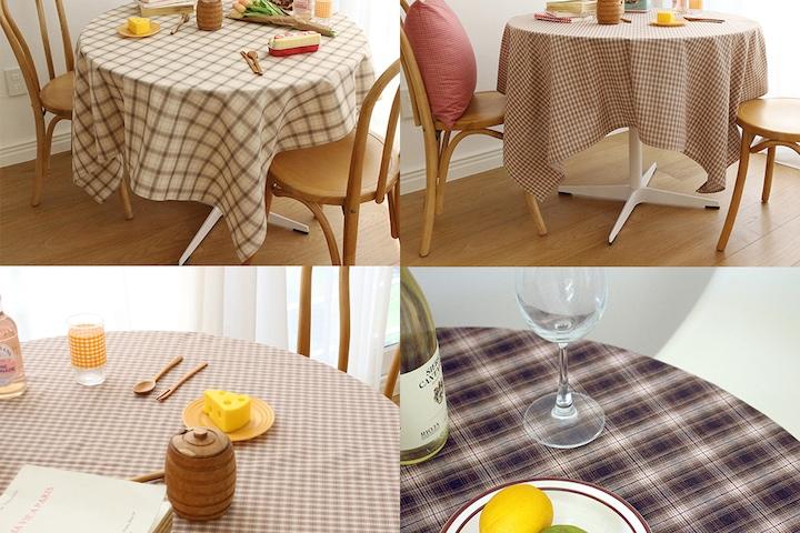 맞춤 레트로 감성 체크 패브릭 면 1인용 - 8인용 카페 테이블보 식탁보 5size