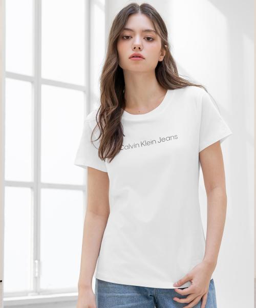2color 여성 슬림핏 인스티튜셔널 로고 반팔 티셔츠 47AB803 YAA