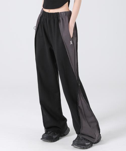 Optical Side Wide Pants BLACK