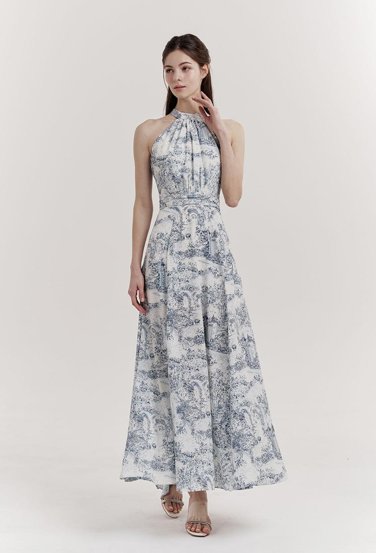 Isabel Halter-neck Toile One-piece (Blue)