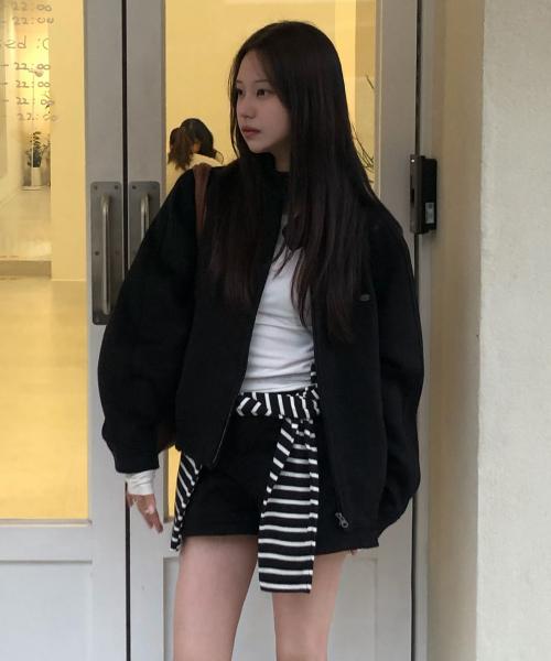 (우먼) 울 블루종 자켓_블랙