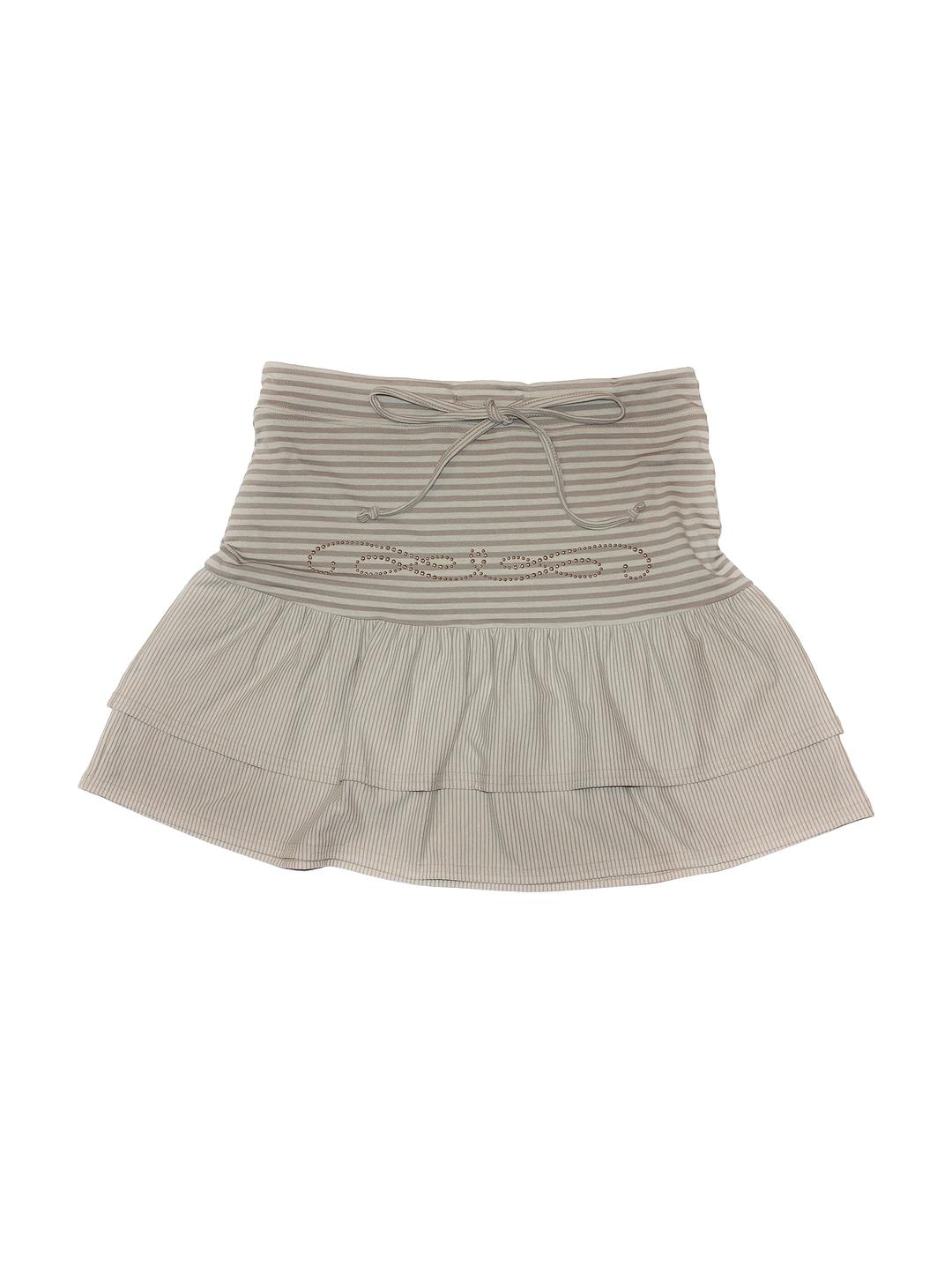 CANDY STRIPE SKIRT - BEIGE BROWN