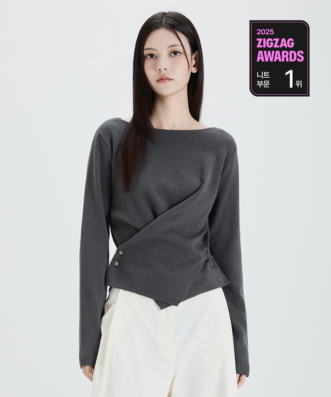 미쏘 [주문폭주🔥]랩 버튼 니트 풀오버_MIWKAF959T/MIWKAG316T