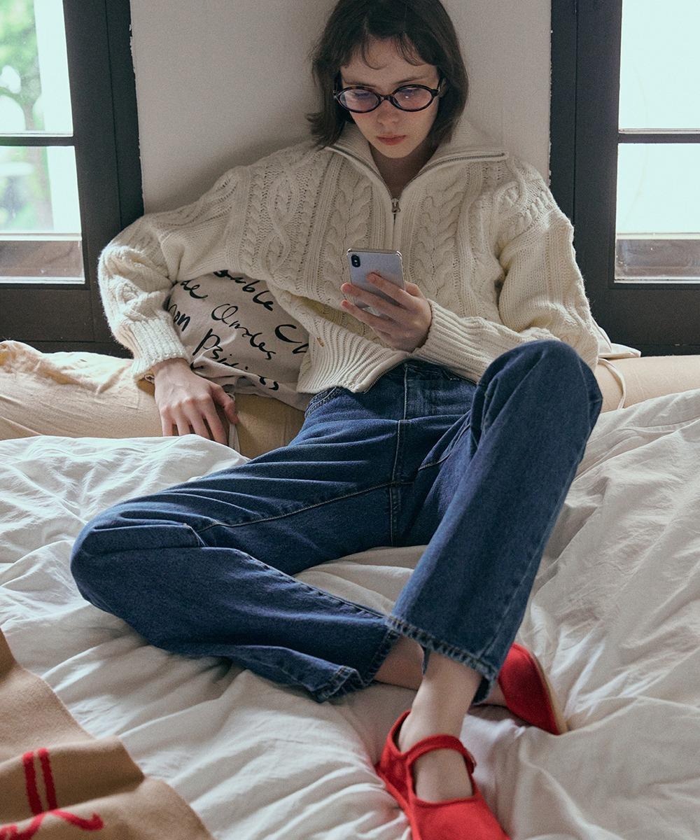 Milly two way cable zip-up (Ivory)