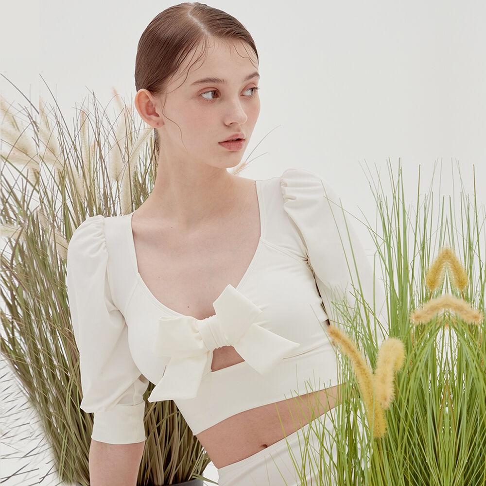 [세트]리본 벌룬 비키니 세트 화이트