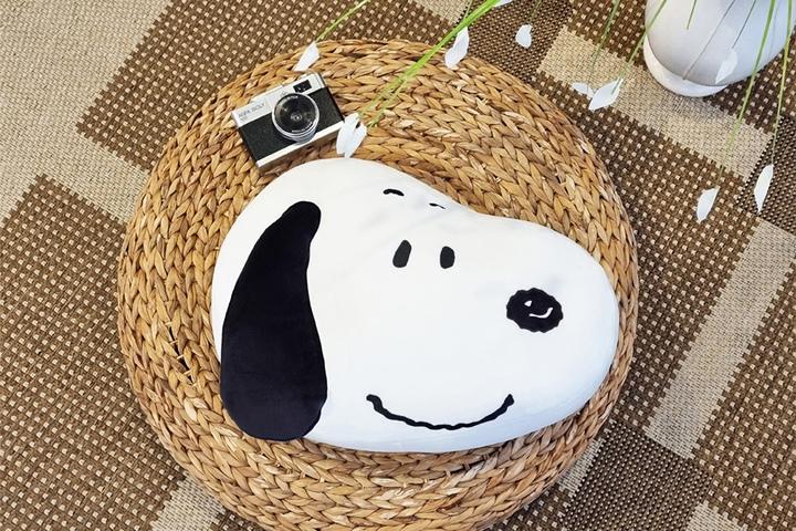 스누피 스마일 얼굴 쿠션 작은 인형 애착 쿠션 낮잠