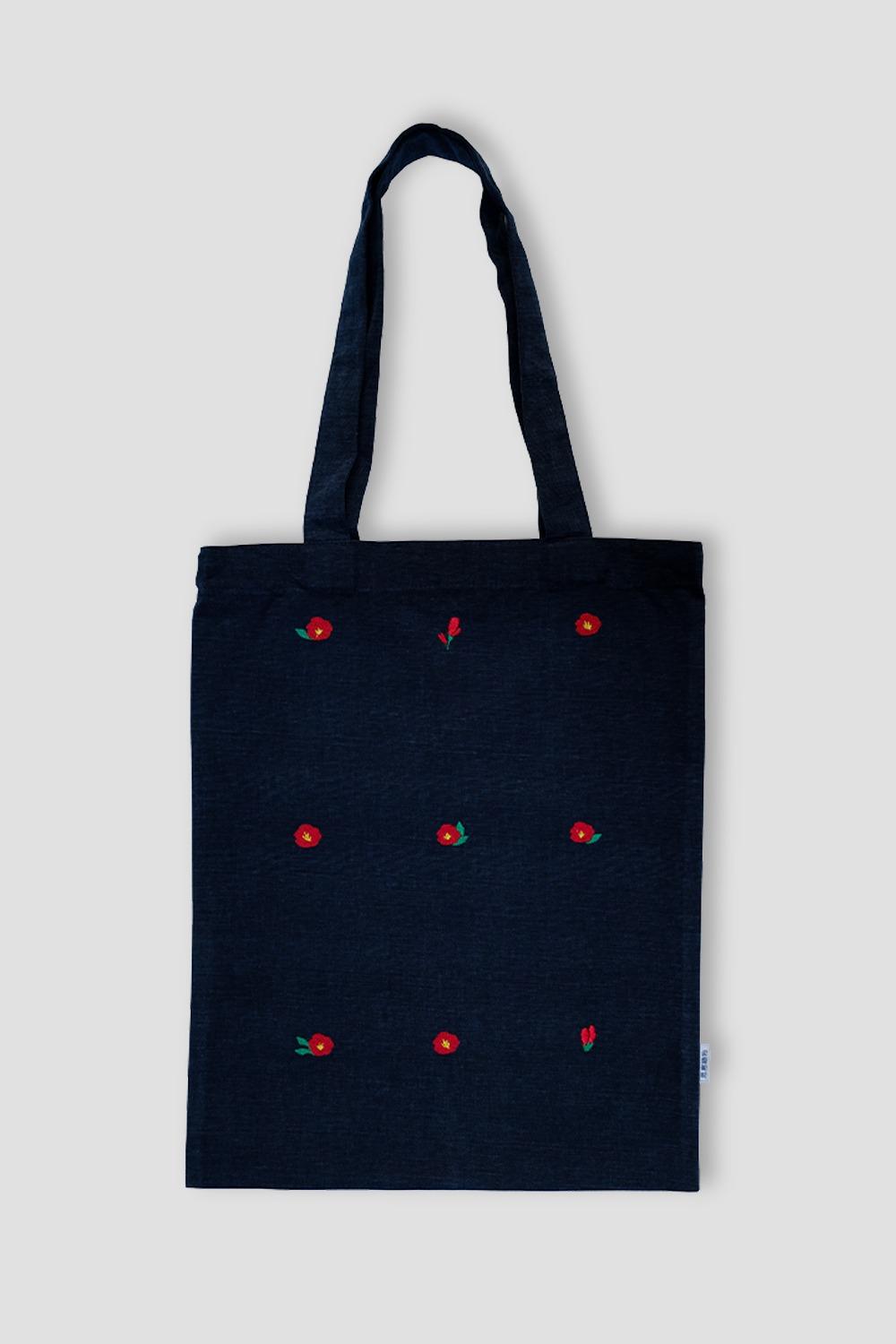 동백 자수 면 에코백