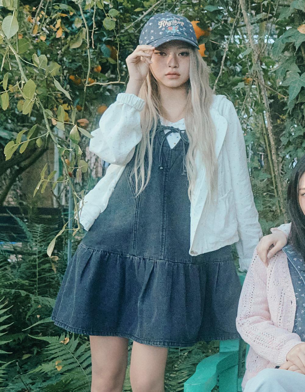 [Thursday Island]_T262MOP901W_[KiiiKiii 착용] 레이어드 미니 데님 원피스